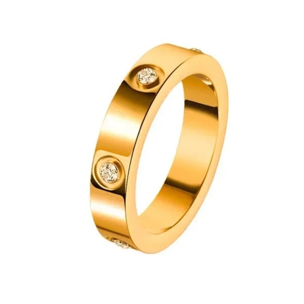 Beautiful Homage " Love Ring " 18k Yellow Gold & 6 Diamonds - Picture 2 of 5